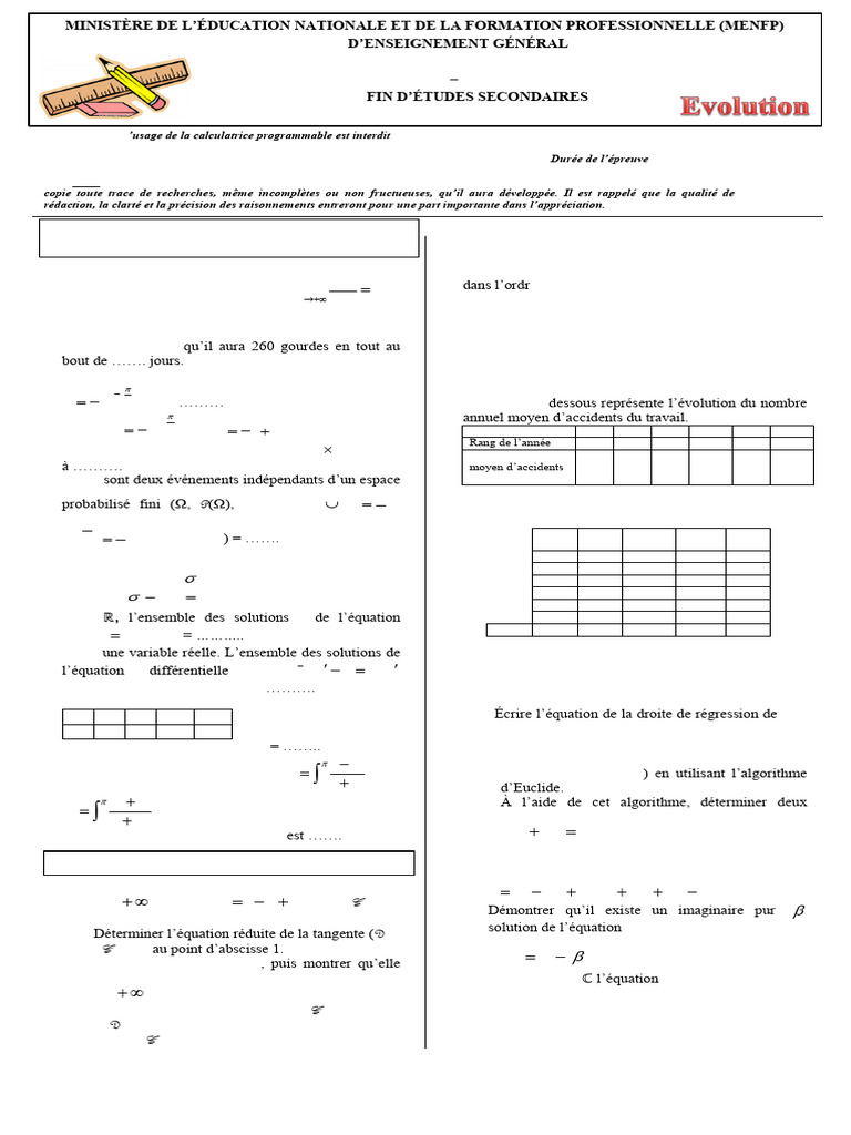 Maths 2019 SVT-SMP Evolution | PDF