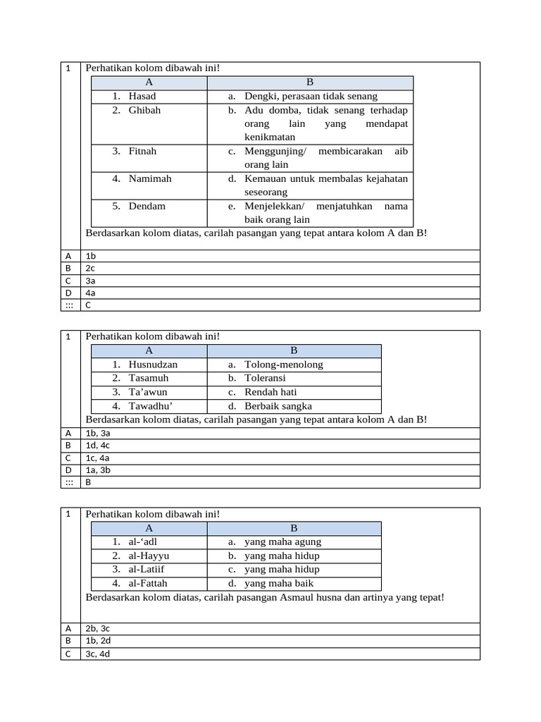 Soal Menjodohkan Mengurutkan Pdf