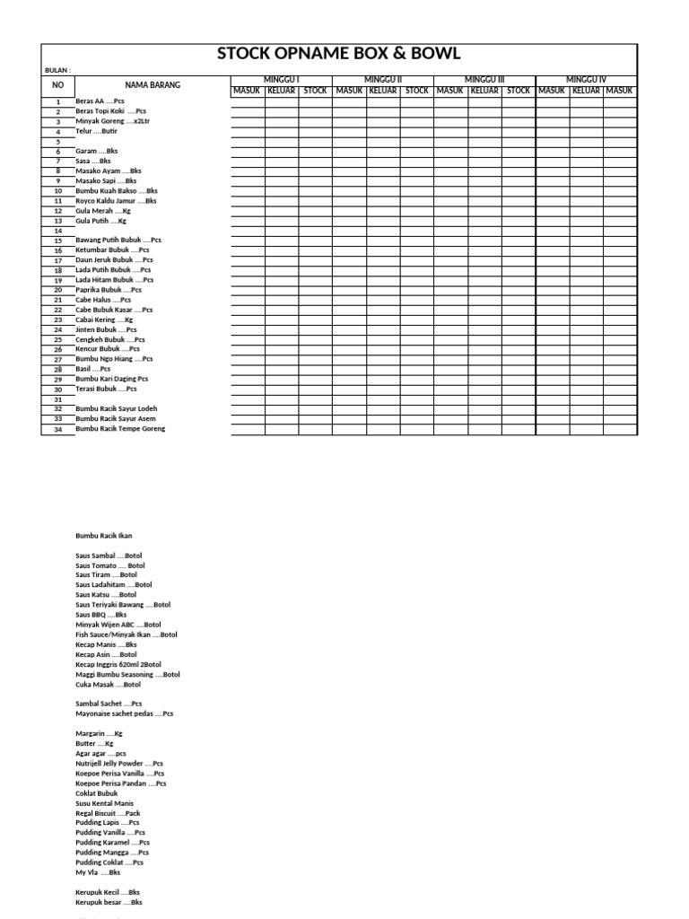 Draft Stock Opname Frozen Food | PDF | Asian Cuisine | Southeast Asian ...
