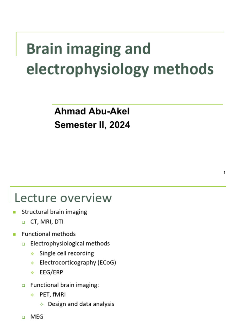Brain Imaging and Electrophysiology Methods | PDF | Magnetic Resonance ...