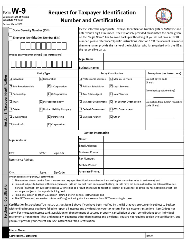 Virginia W9 - COVSubstitute | PDF