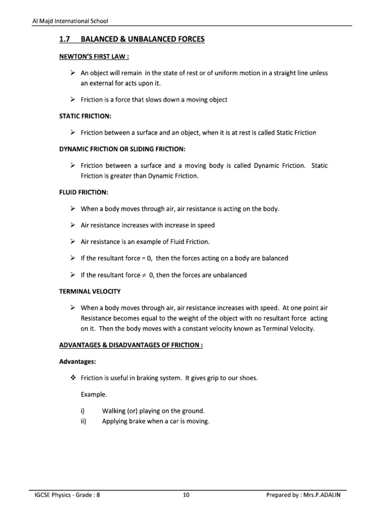 1.7 Notes Grade 8 | PDF