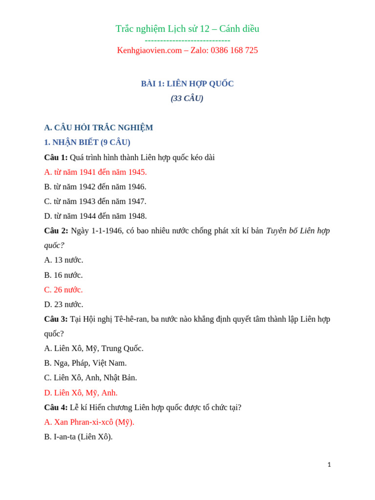 TN Lich Su 12 Bai 1 Lien Hop Quoc CD | PDF