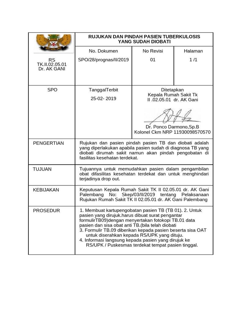 Rujukan & Pindah Pasien TB Yang Sudah Diobati | PDF