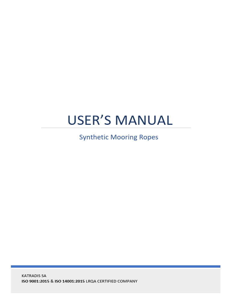 User's Manual Synthetic Mooring Ropes | PDF