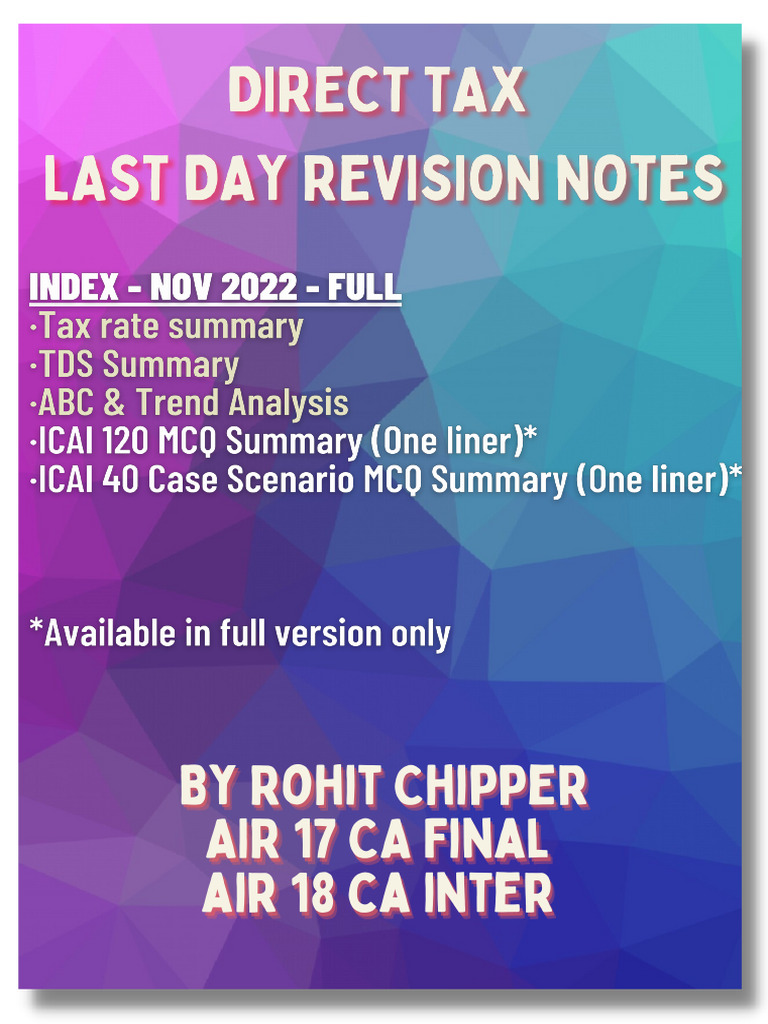 DT Last Day Revision Notes Nov 2022 | PDF
