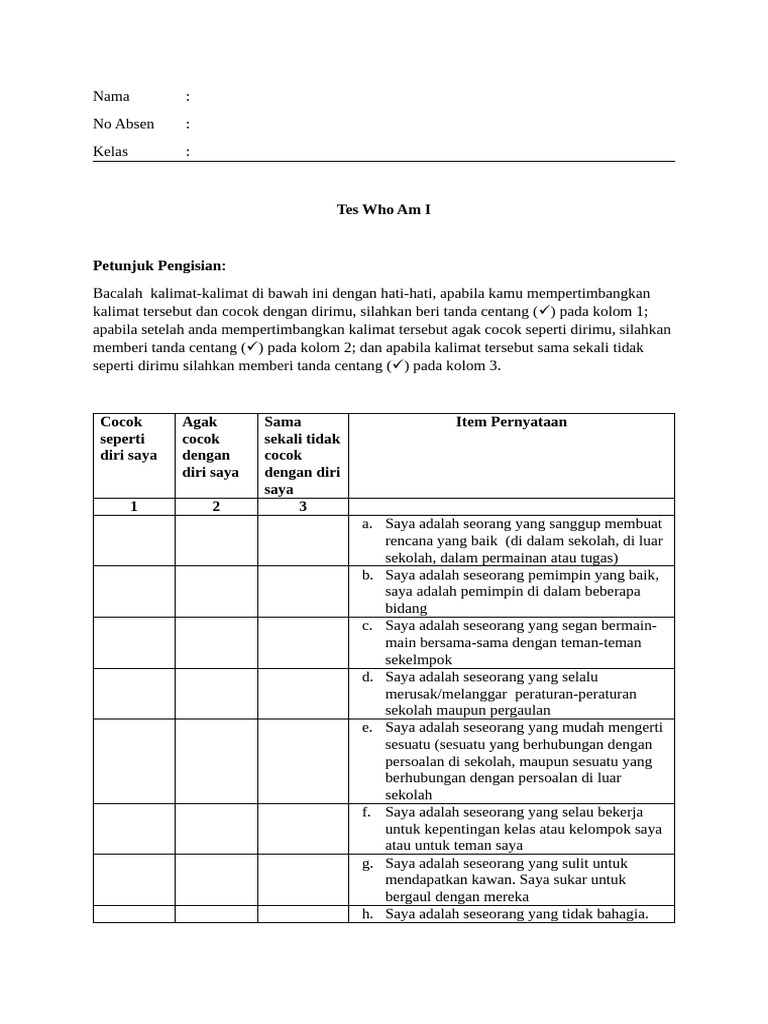 Format tes who am i pdf