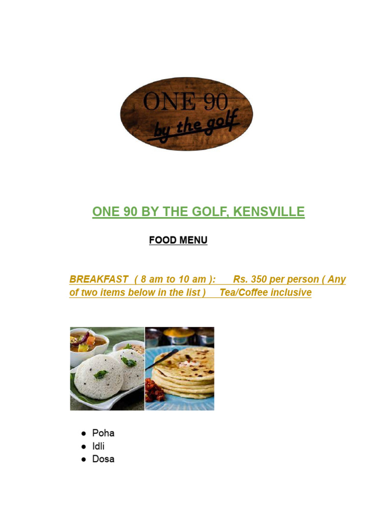 Villa Food Menu | PDF