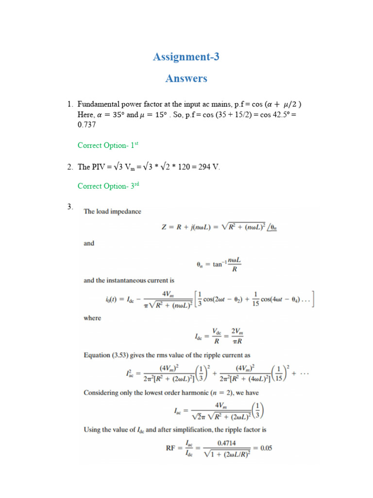 Ass 3 Solution | PDF | Rectifier | Science & Mathematics