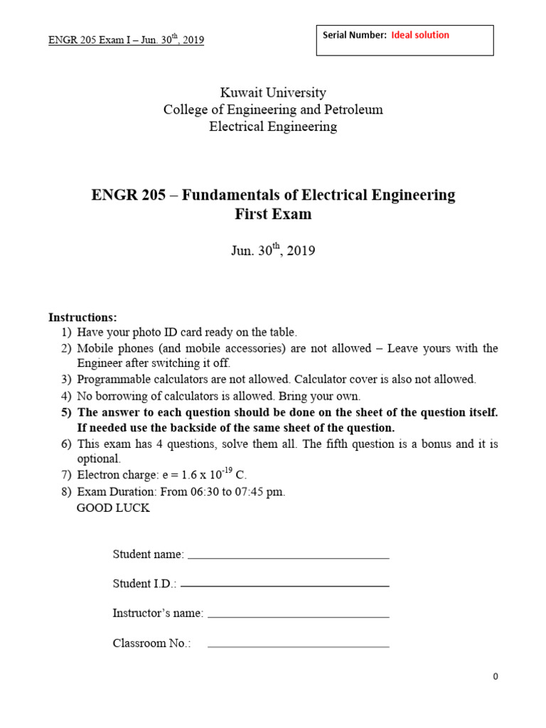 Summer 2019 Exam 1 Sol | PDF