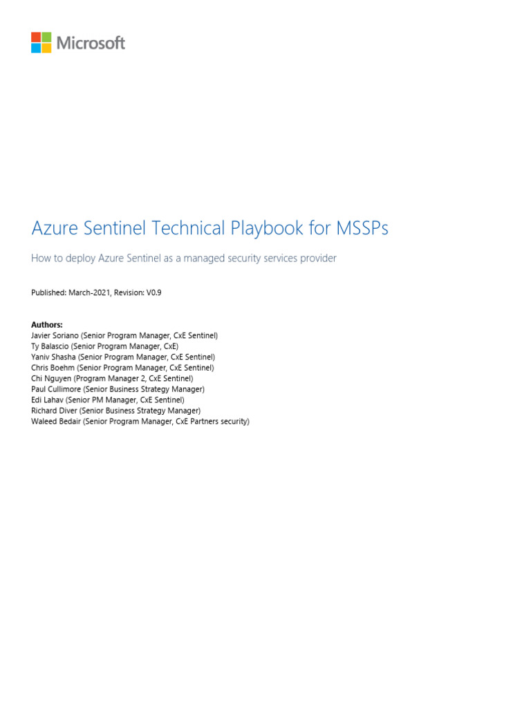 Azure Sentinel MSSP Deployment Guide | PDF | Cloud Computing ...