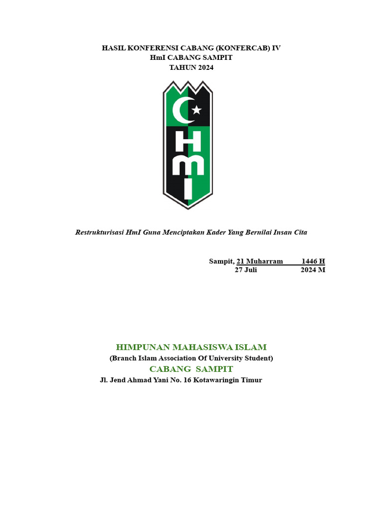 Hasil konferensi ke iv hmi cabang sampit pdf