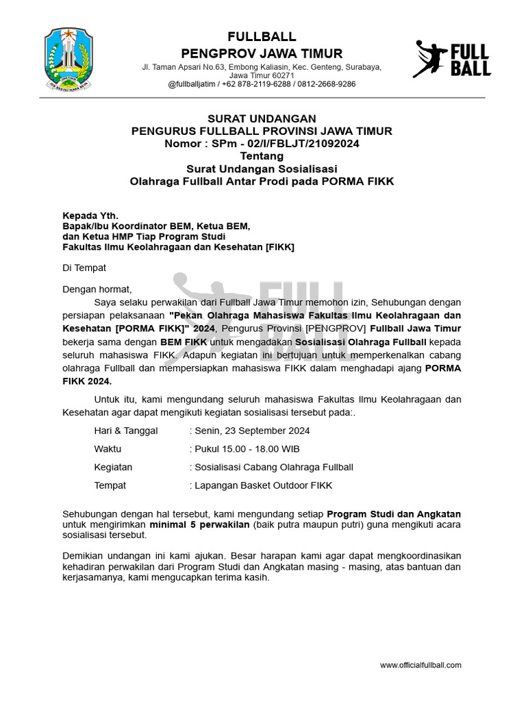 Sosialisasi Fullball di FIKK | PDF