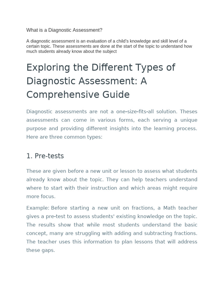 What is a Diagnostic Assessment | PDF