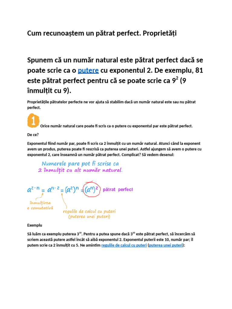 Cum Recunoaștem Un Pătrat Perfect | PDF