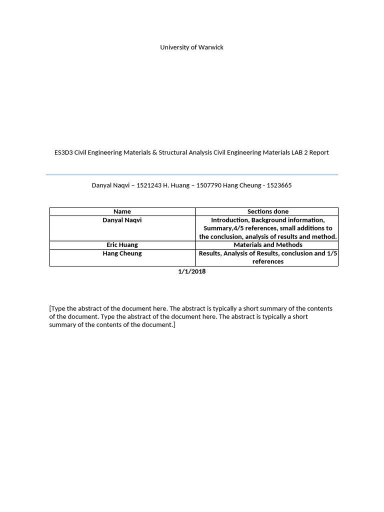 Concrete Lab Report | PDF