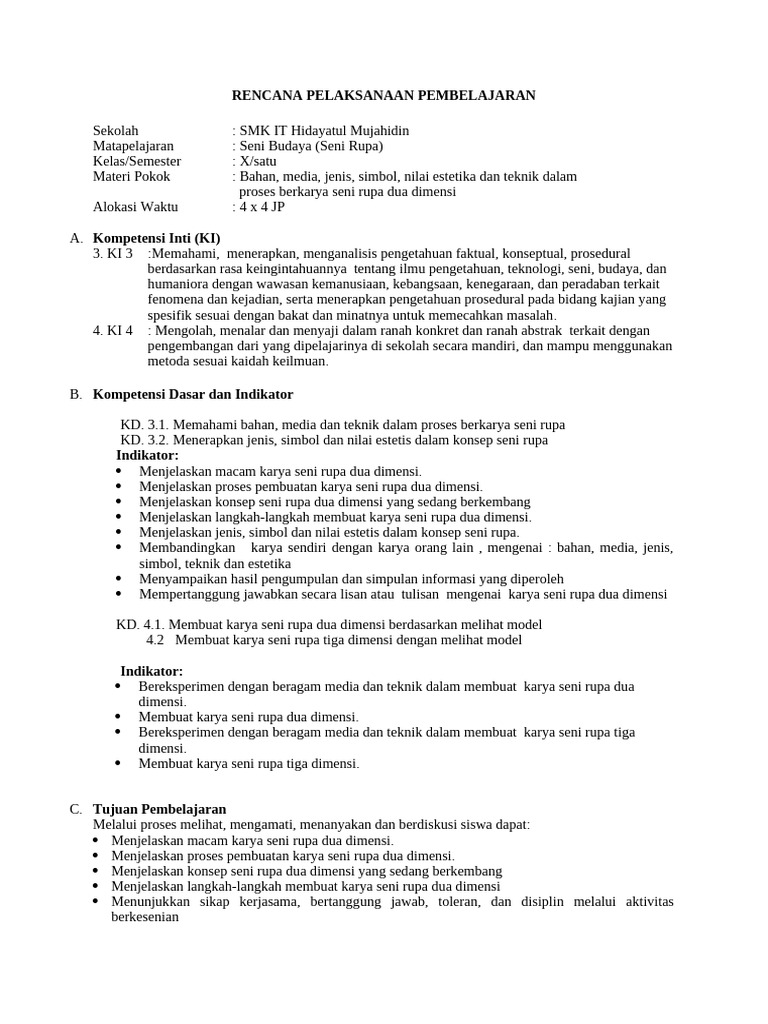 RPP SBK Seni Rupa | PDF
