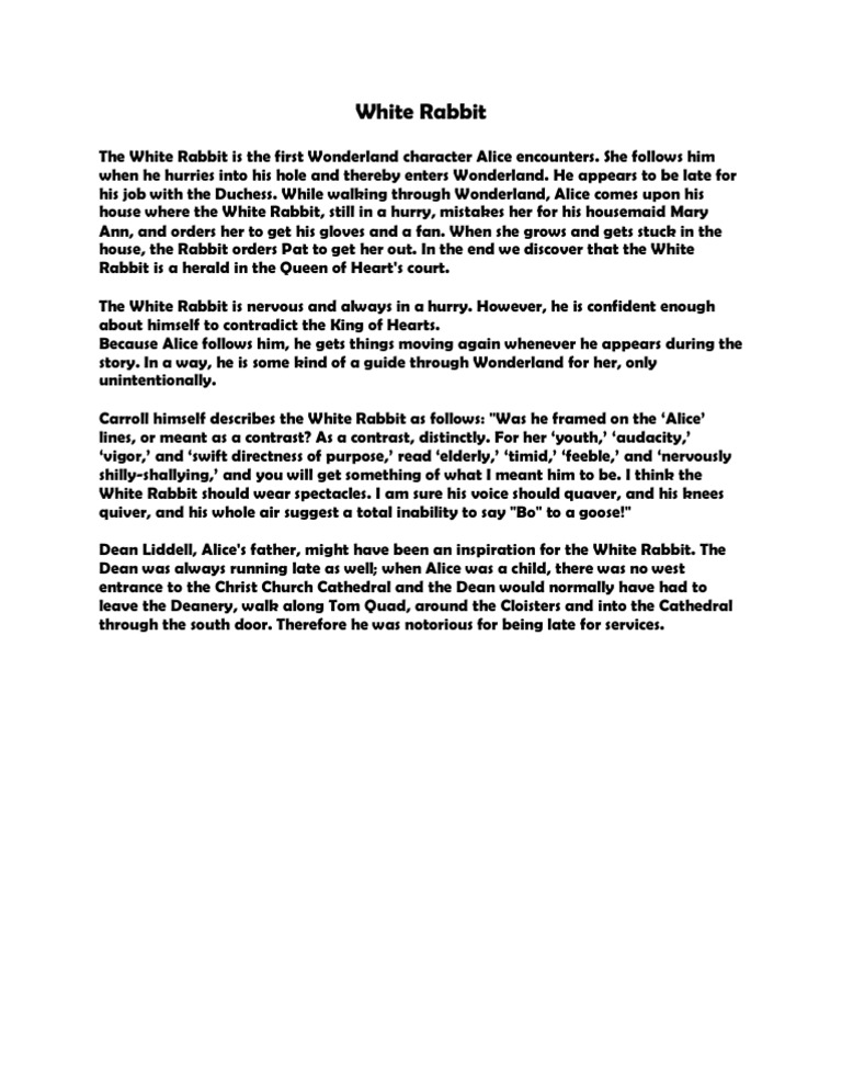 White Rabbit in Alice's Wonderland | PDF | General Fiction
