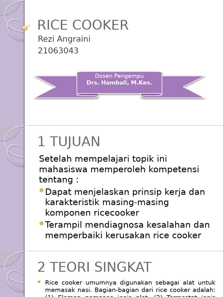 Komponen dan Diagnosa Rice Cooker | PDF | Electricity | Electrical ...