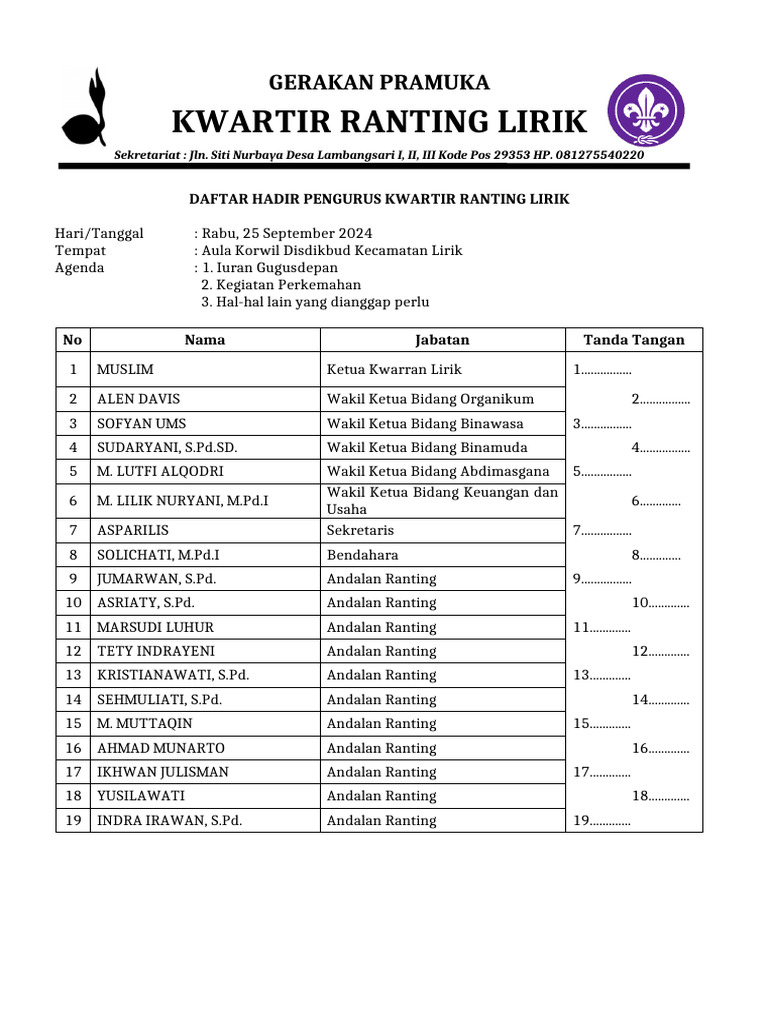 Daftar Hadir | PDF