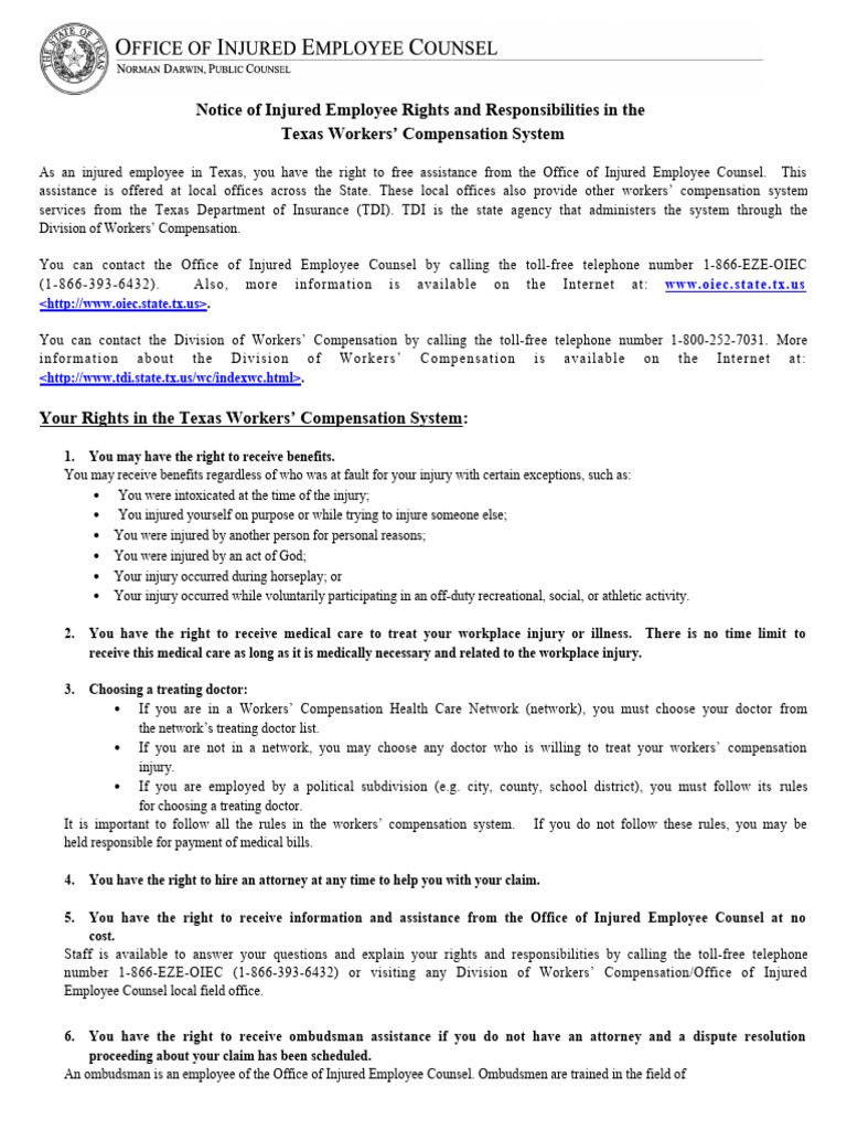 TEXAS+ +Workers+Comp+ +TX+ +english | PDF