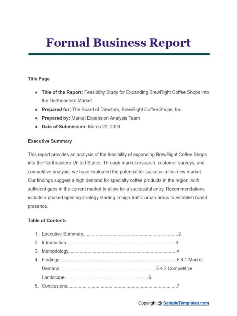 Formal Business Report | PDF