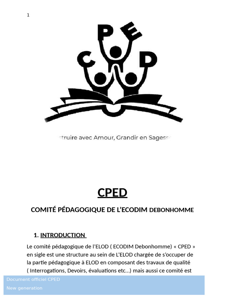 Fonctionnement du CPED à l'ELOD | PDF