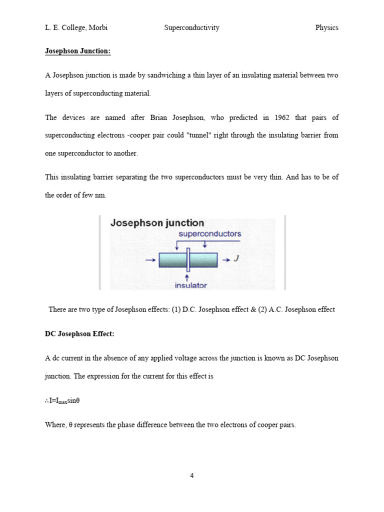 Josephson Junctions and Magnetic Levitation | PDF | Superconductivity ...