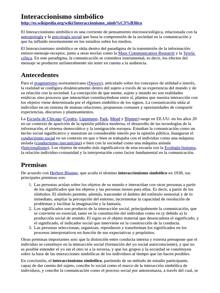 Interaccionismo Simbolico | PDF