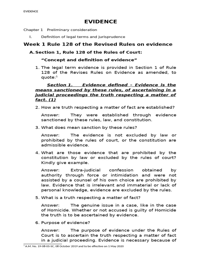 1st Book and Notes On Evidence 2019 20241stsem | PDF