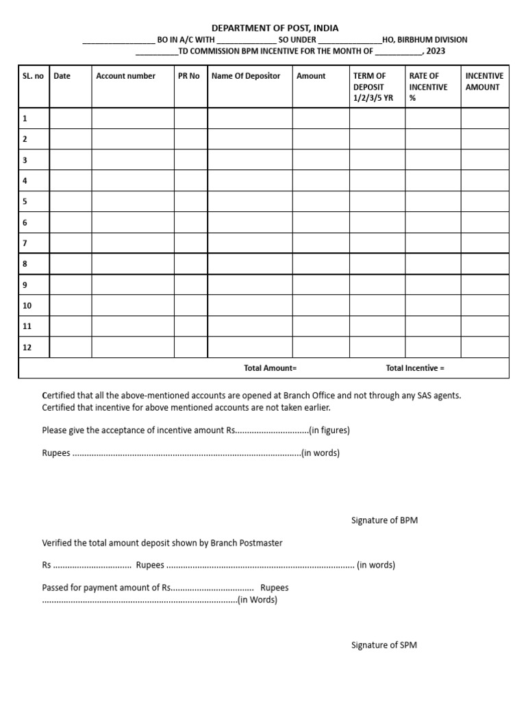 TD Commission BPM Incentive Bill 2023 | PDF | Finance & Money Management
