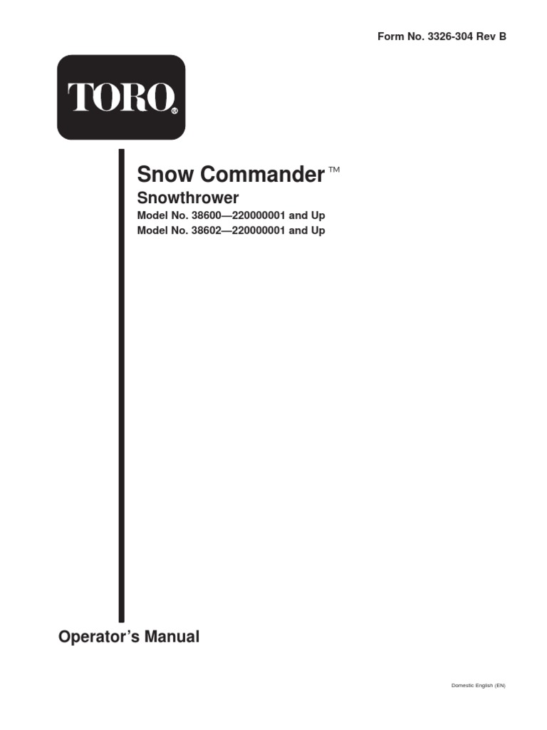 Toro Snow Commander Operators Manual | Gasoline | Belt (Mechanical