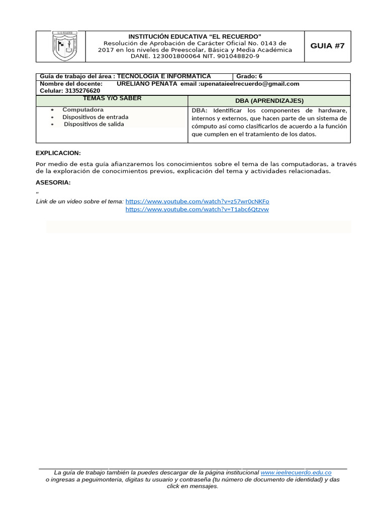 Guias 7 Informatica Grado 6 Pdf