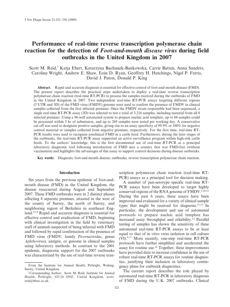 Reid Et Al 2009 Performance of Real Time Reverse Transcription ...