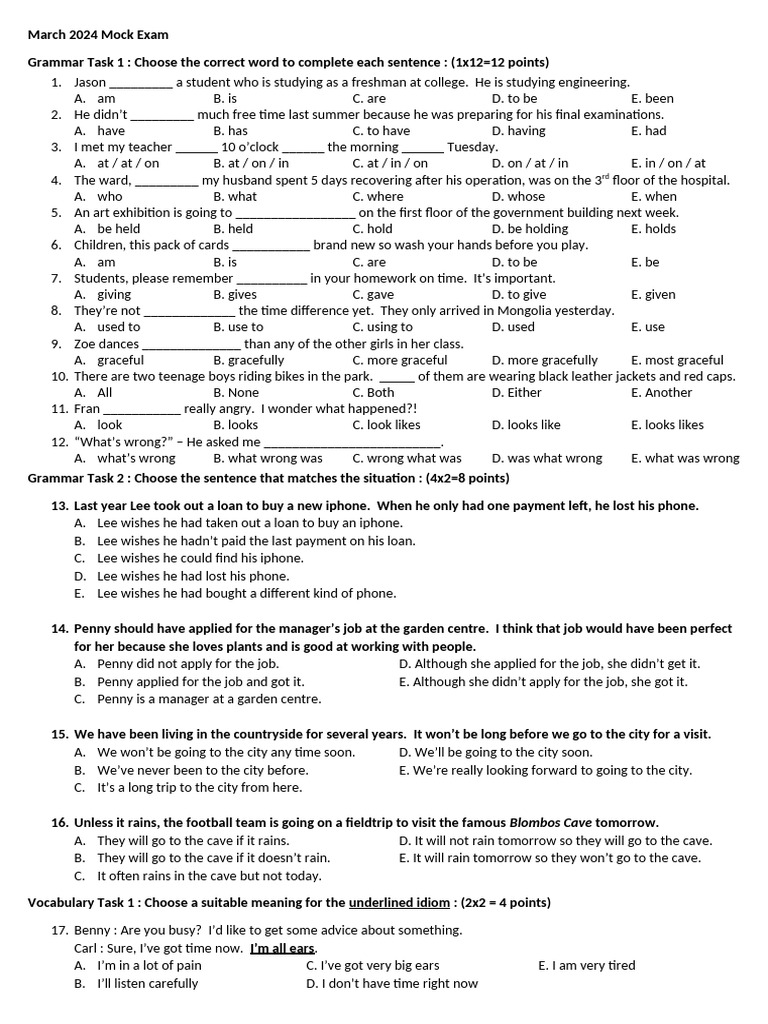 March 2024 Mock Exam | PDF