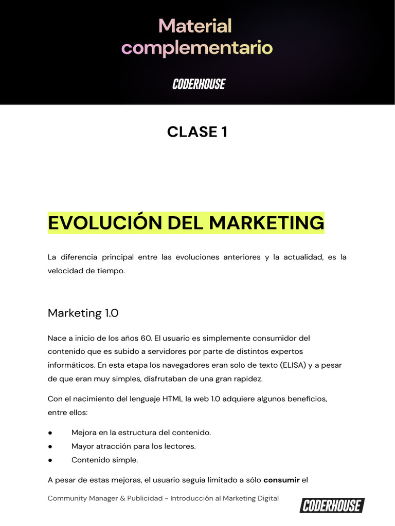 Guión Clase 1 - Introducción Al Marketing Digital | PDF