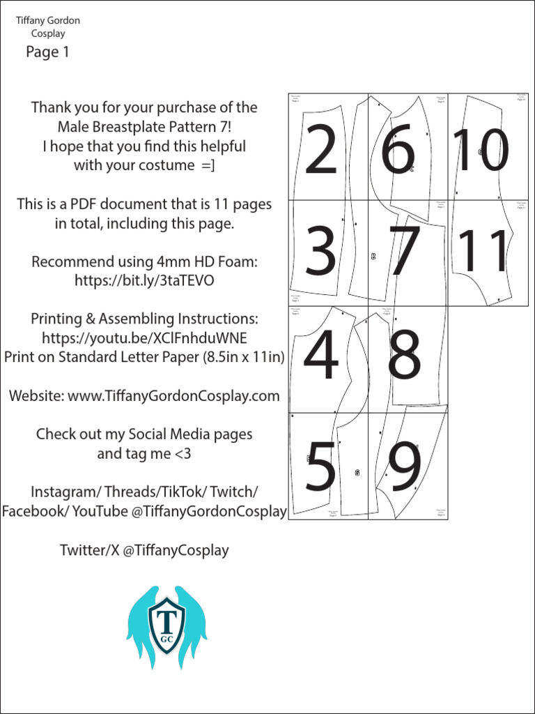 Male Breastplate Size Medium Pattern 7 | PDF