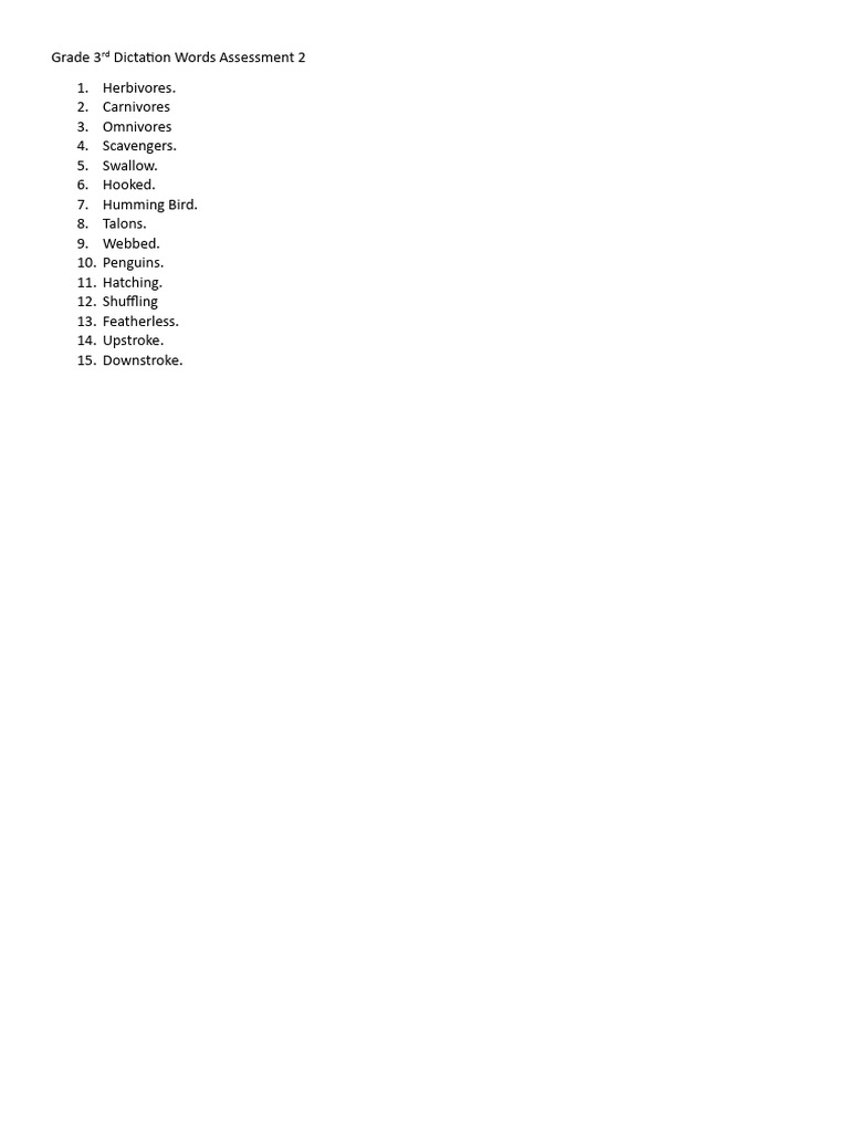 english dictation for class 3