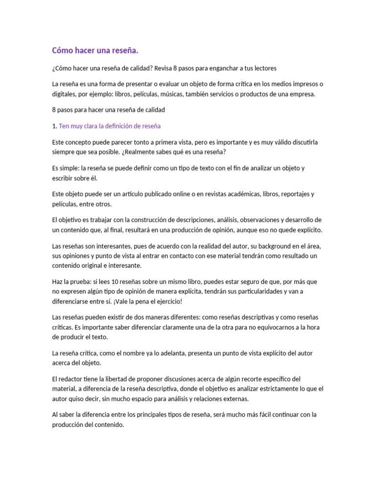 Cómo Hacer Una Reseña | PDF