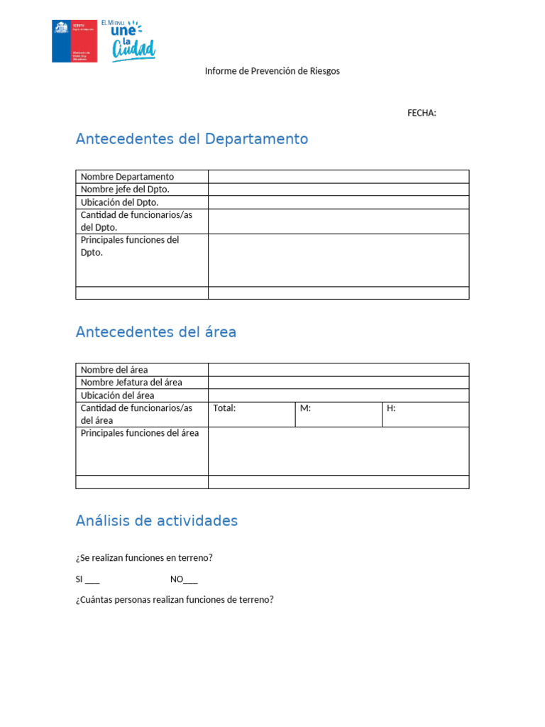 Formato Informe de Prevención de Riesgos | PDF