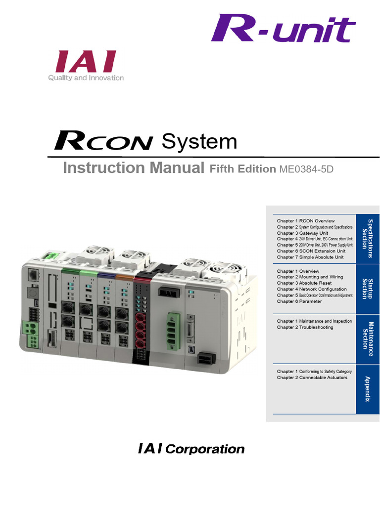 Handleiding IAI RCON Positioneercontroller | PDF