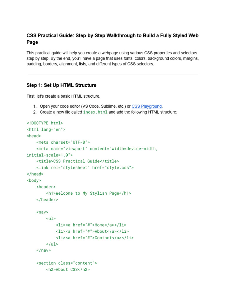 Css tutorial pdf