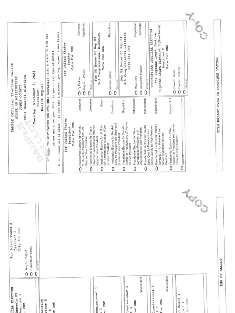 Jones County Sample Ballot | PDF