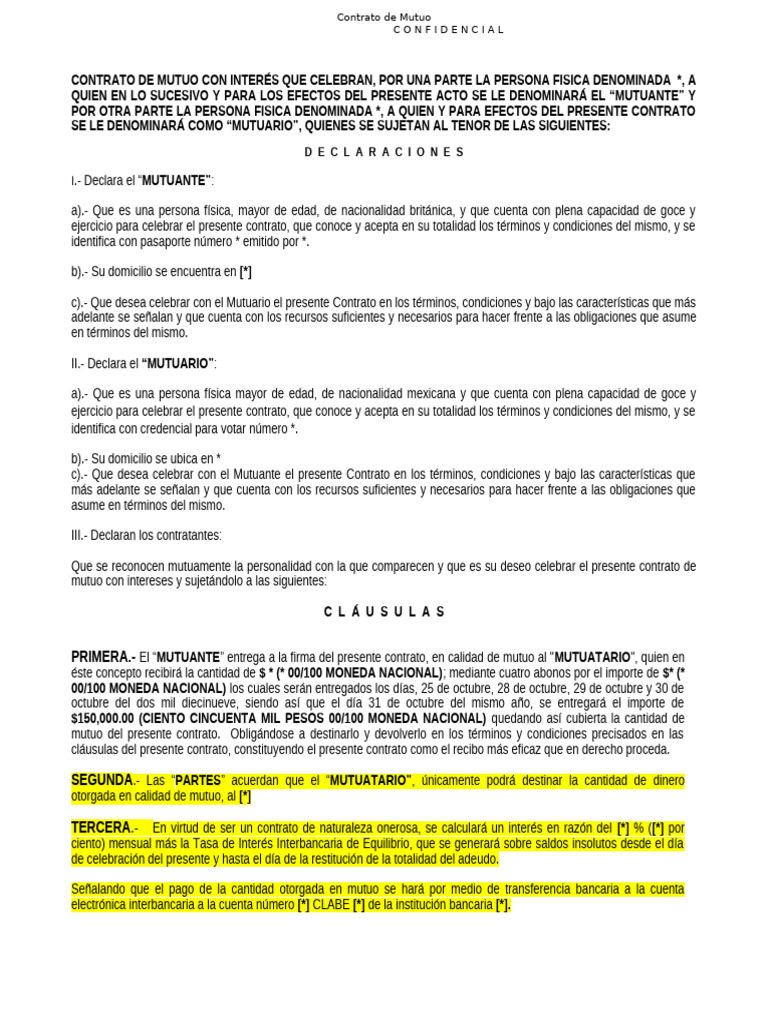 Contrato de Mútuo entre Partes | PDF | Direito Privado | Direito Civil ...
