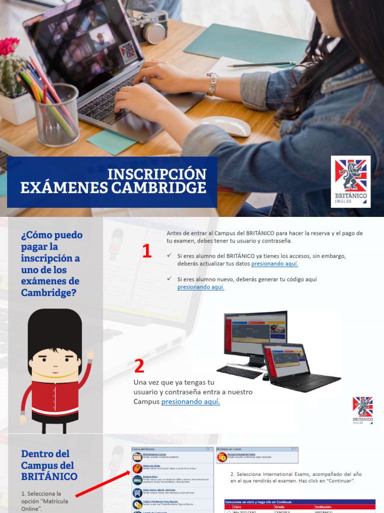 Tutorial Inscripcion Examenes Cambridge v16 | PDF