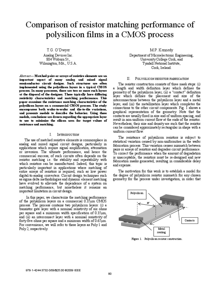 Poly Resistor Matching PDF Resistor Electronic Circuits