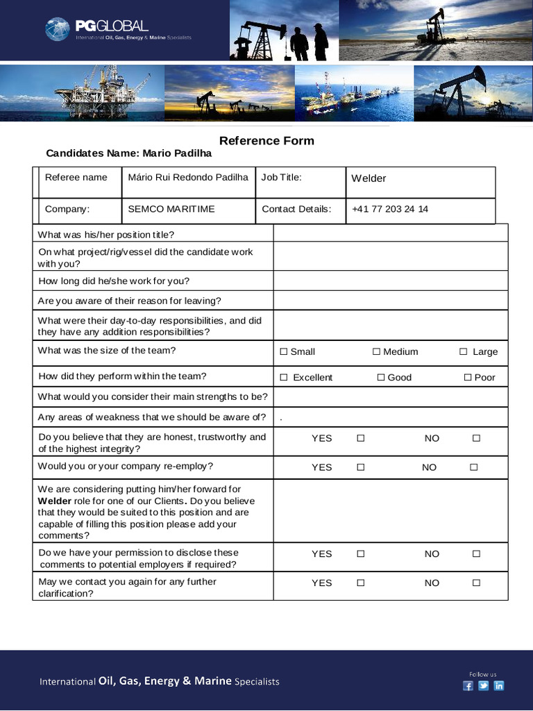 Reference Form PG Global | PDF