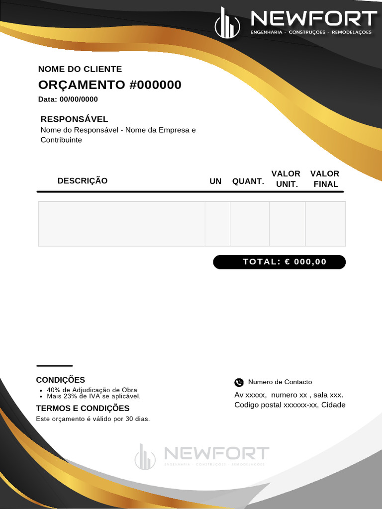 Documento A4 Modelo de Orçamento Moderno Azul | PDF