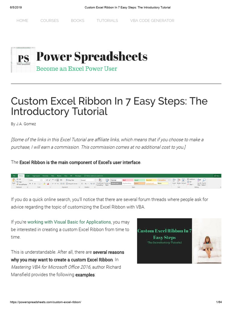 Custom Excel Ribbon in 7 Easy Steps - The Introductory Tutorial | PDF
