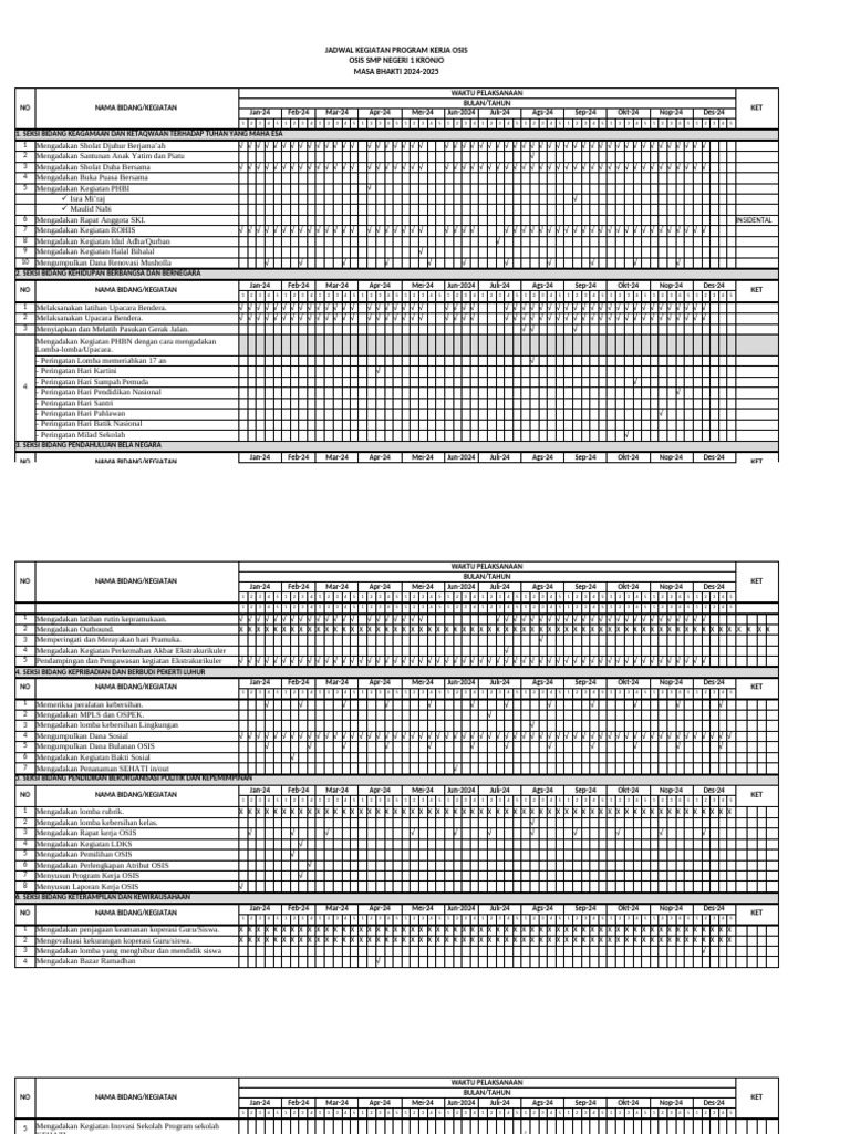 Jadwal Kegiatan Proker Osis 24 25 | PDF